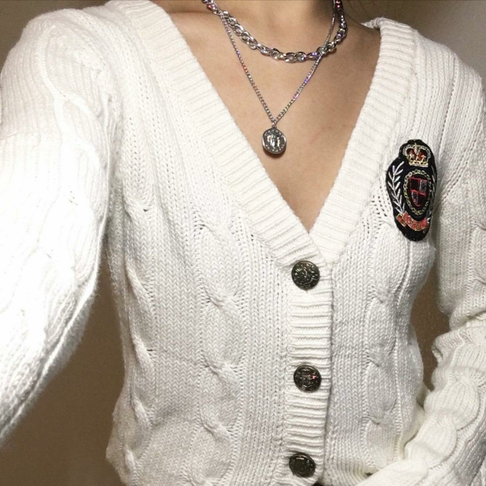 White cardigan